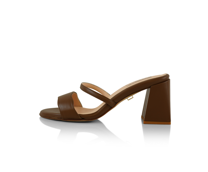 The Audrey sandal with 70mm heel height with no straps in Douala shade