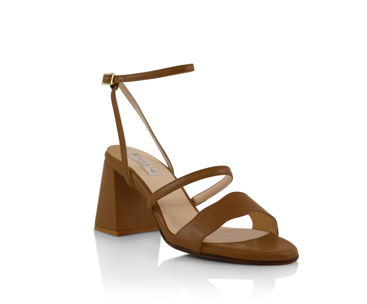 The Audrey sandal with 70mm heel height with the classic straps in Enugu shade