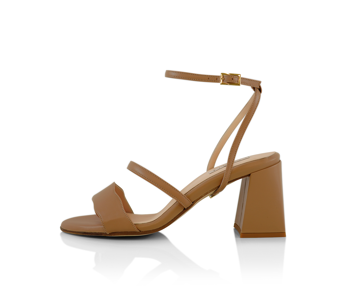The Audrey sandal with 70mm heel height with the classic straps in Rio shade