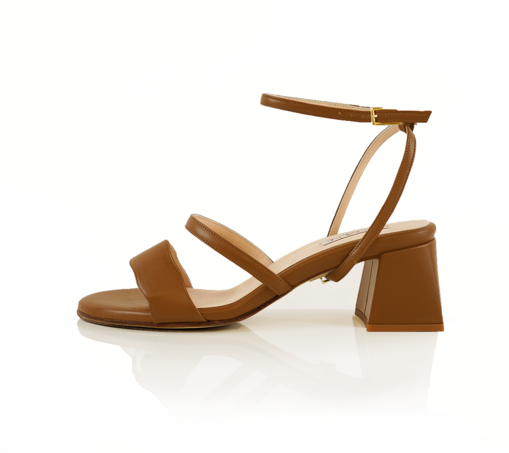 An Audrey Sandal shoe with a 50mm heel height and Enugu shade with classic strap