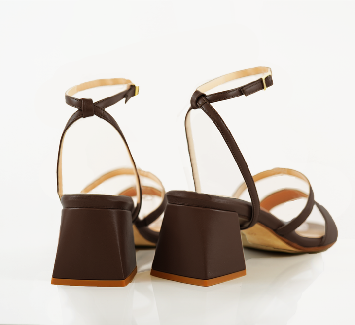 The Audrey Sandal with a 50mm heel height in our Juba shade classic straps