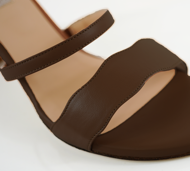 The Audrey Sandal with a 50mm heel height in our Juba shade toe of shoe