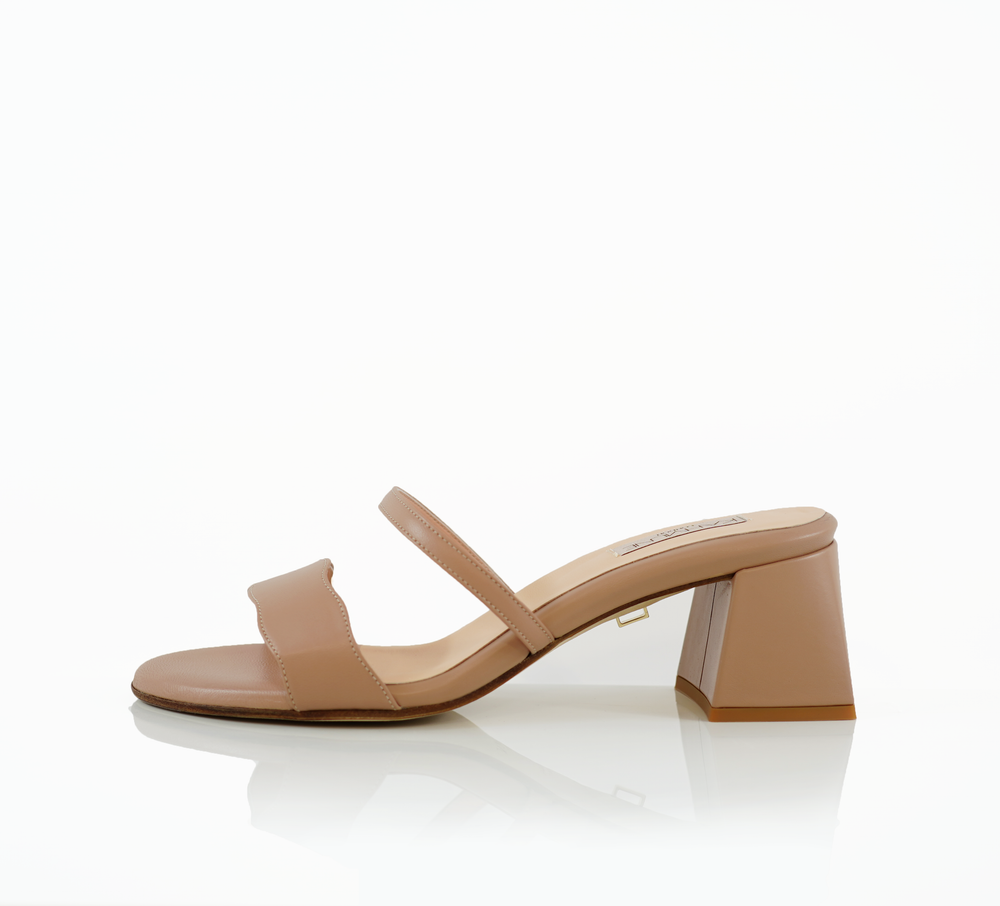 An Audrey Sandal shoe with a 50mm heel height and Rio shade no straps